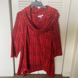 New directions red and black fall tunic